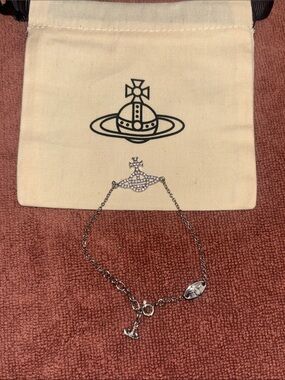 Vivienne Westwood Silver Orb Charm Bracelet with Crystal-Accented Orb